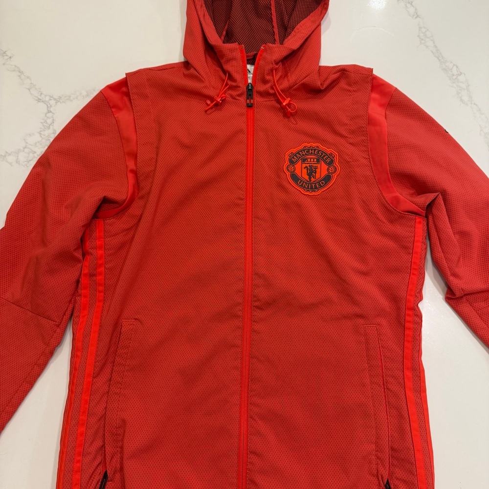 Adidas Manchester United Hooded Windbreaker Red Climacool Men’s MSmall